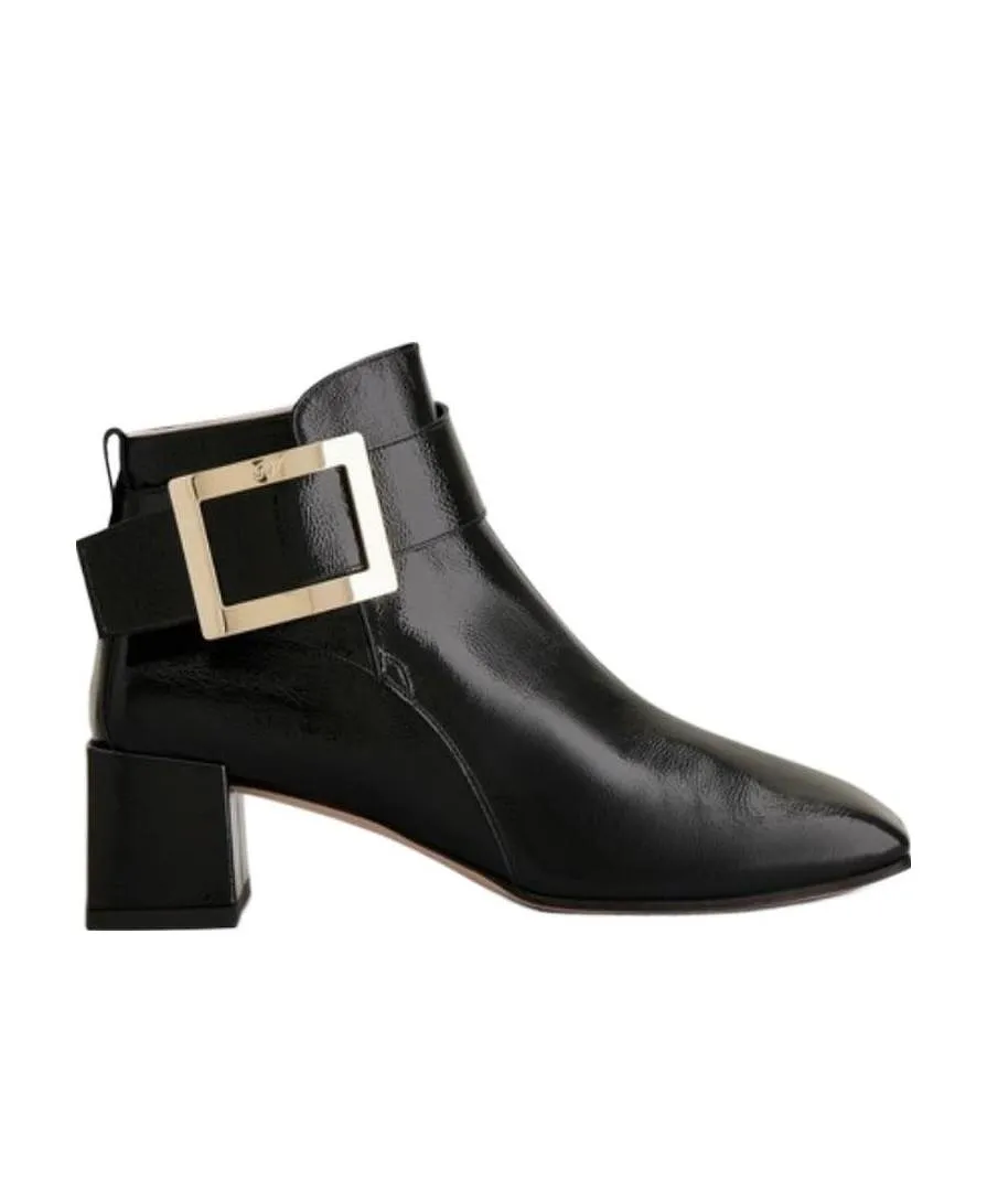 So Vivier Metal Buckle Ankle Boots In Patent Leather