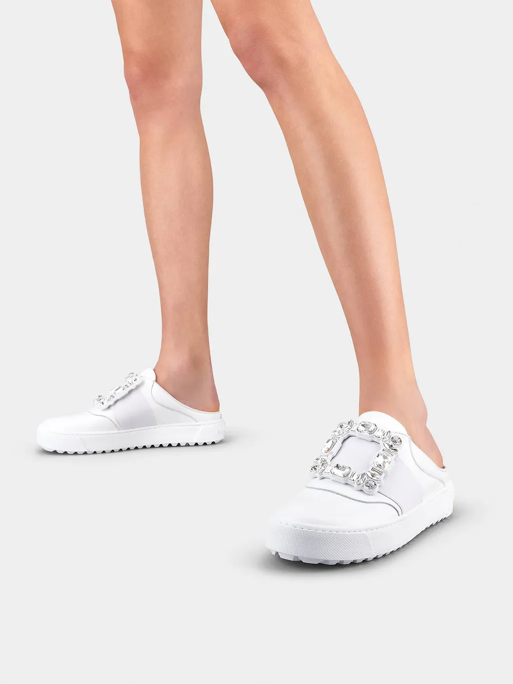 Very Vivier Strass Buckle Mules In Leather