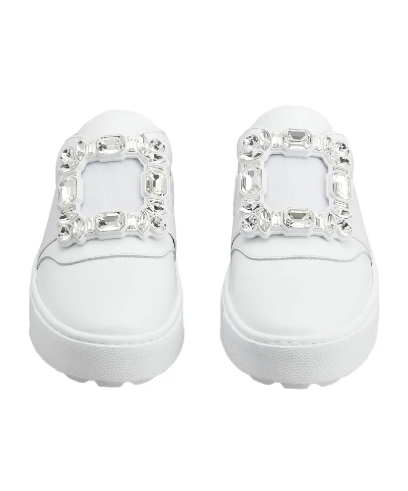 Very Vivier Strass Buckle Mules In Leather