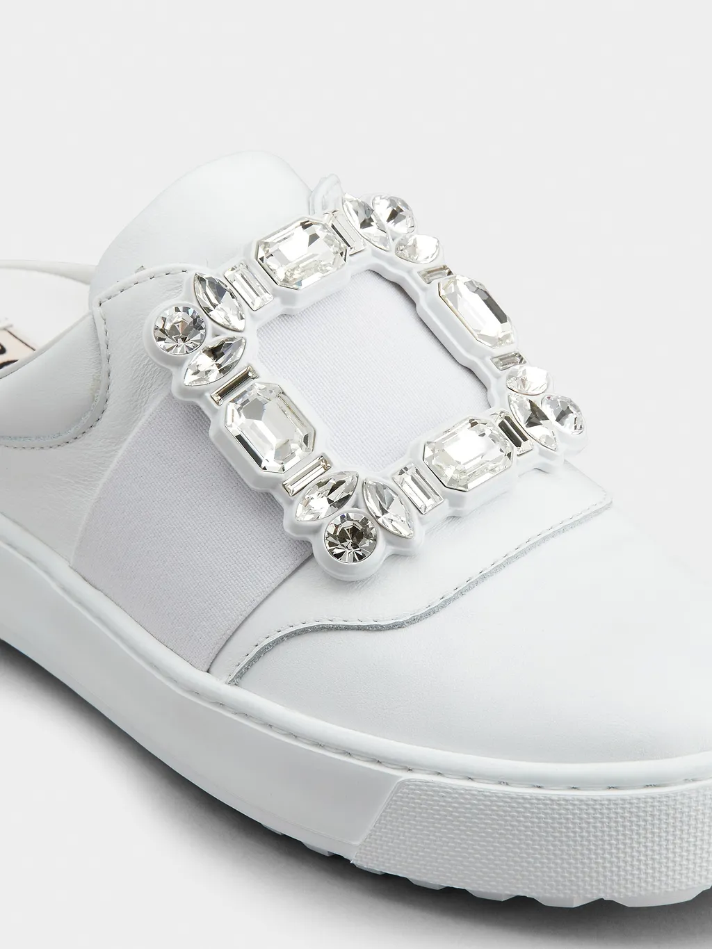 Very Vivier Strass Buckle Mules In Leather