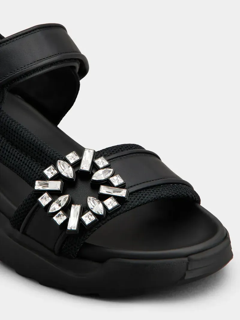 Roger Vivier Viv On The Run Embellished Flat Sandals
