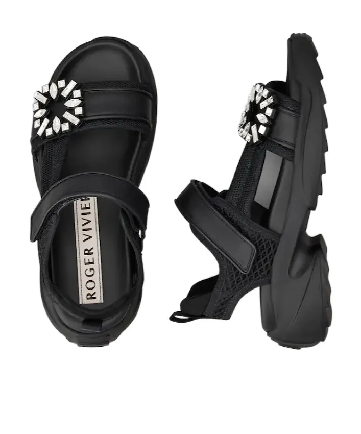 Roger Vivier Viv On The Run Embellished Flat Sandals