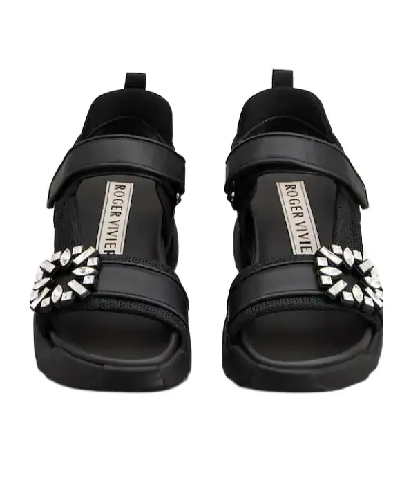 Roger Vivier Viv On The Run Embellished Flat Sandals
