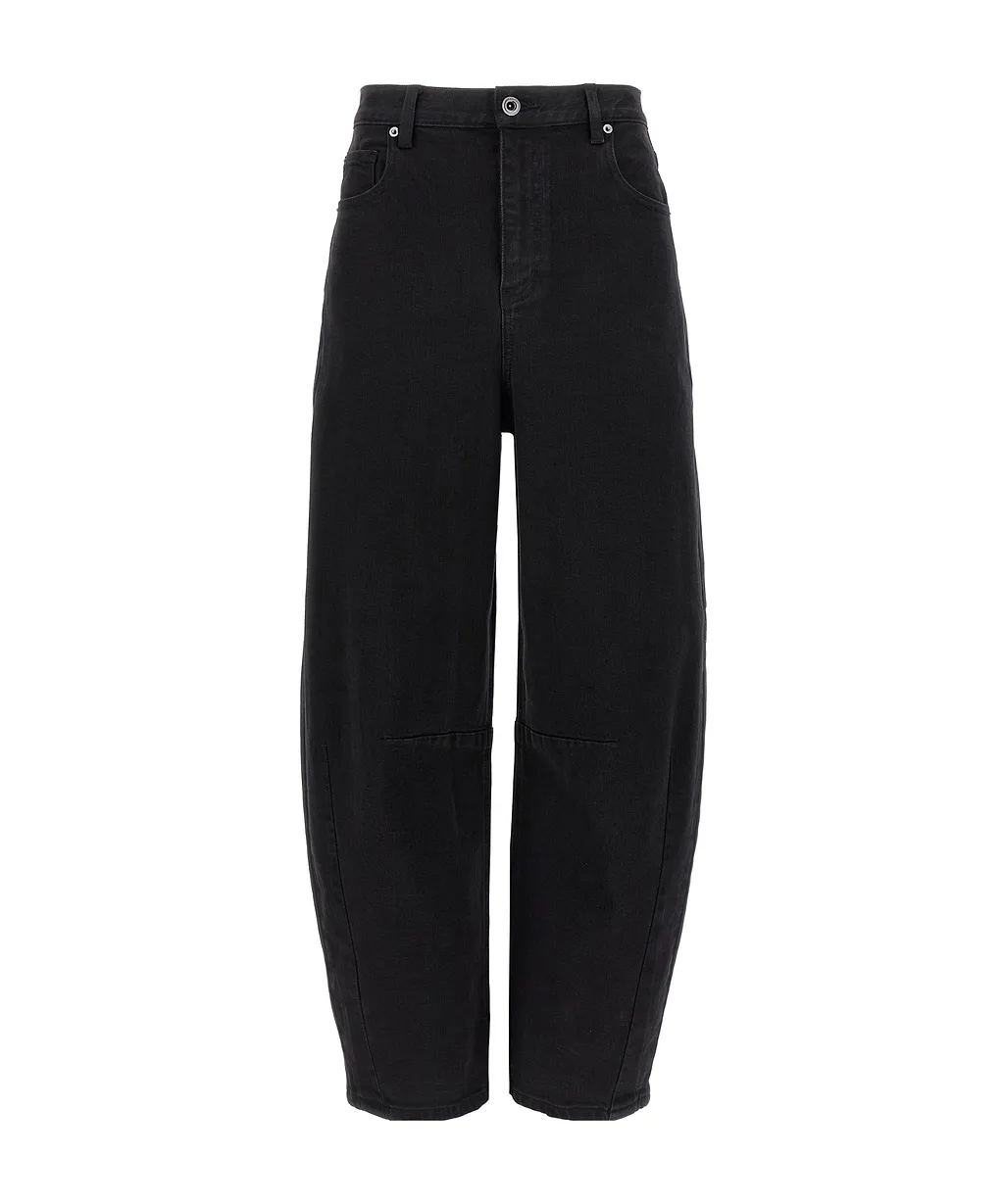 Self-Portrait Logo Patch Barrel-Leg Jeans