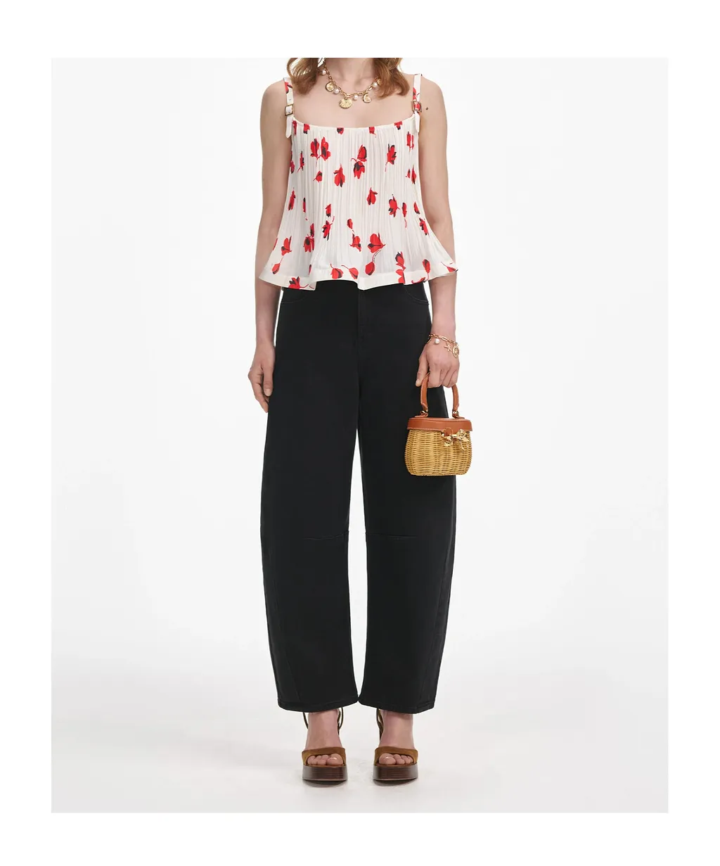 Self-Portrait Logo Patch Barrel-Leg Jeans