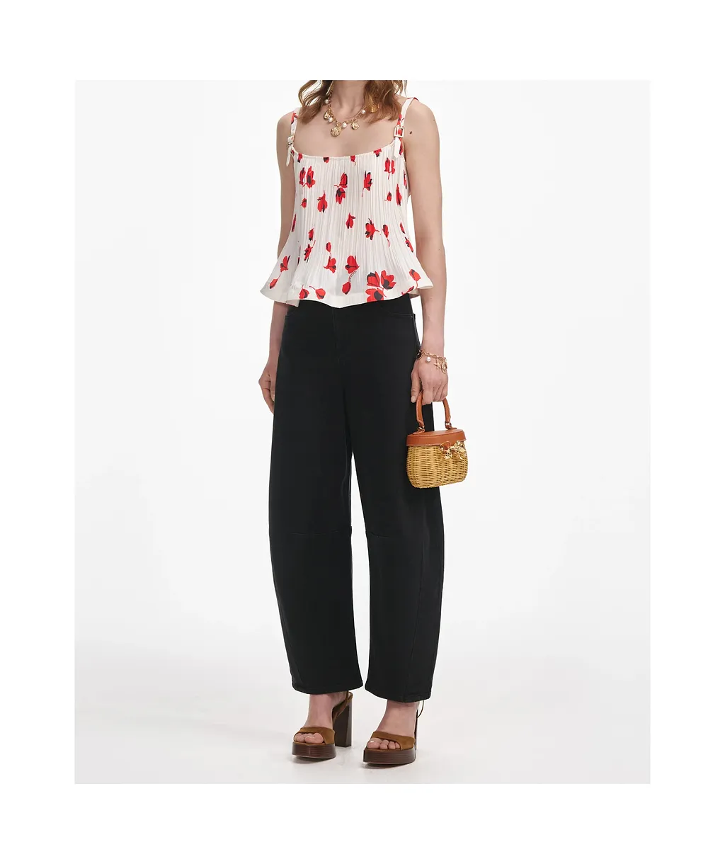 Self-Portrait Logo Patch Barrel-Leg Jeans