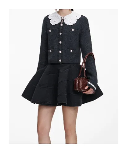 Lace-Collar Button Cardigan