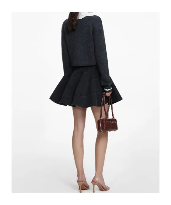 Lace-Collar Button Cardigan
