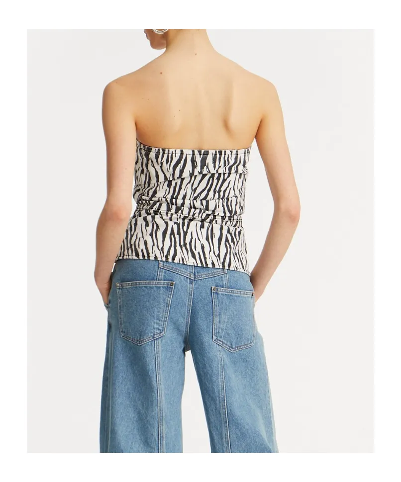 Rotate Printed Denim Top