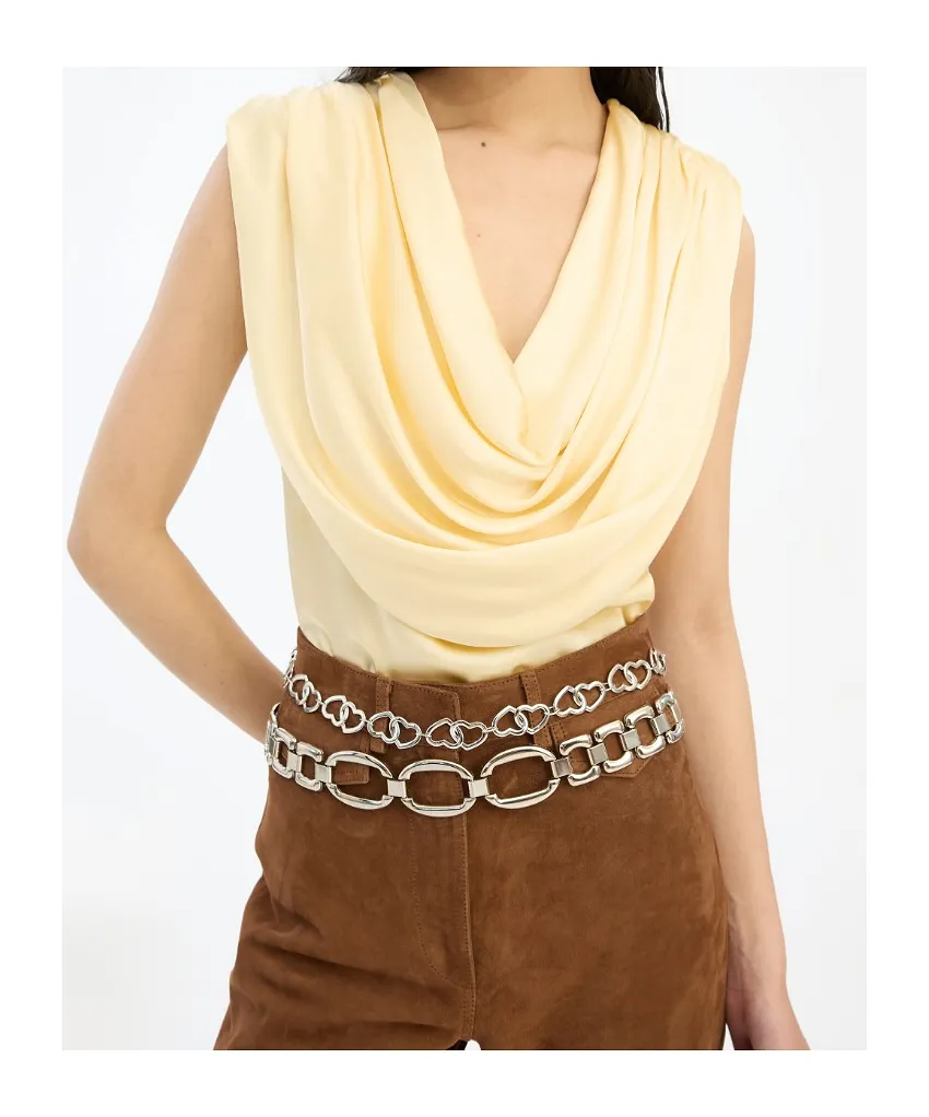 Rotate Draped Cowl-Neck Top
