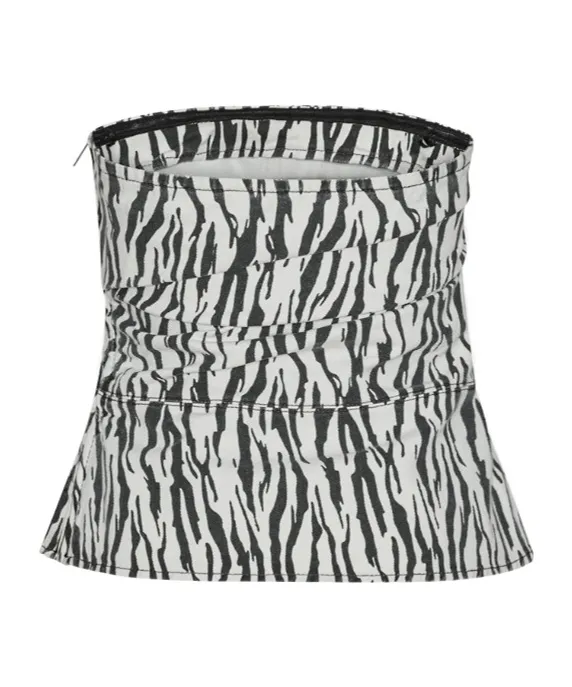 Rotate Printed Denim Top