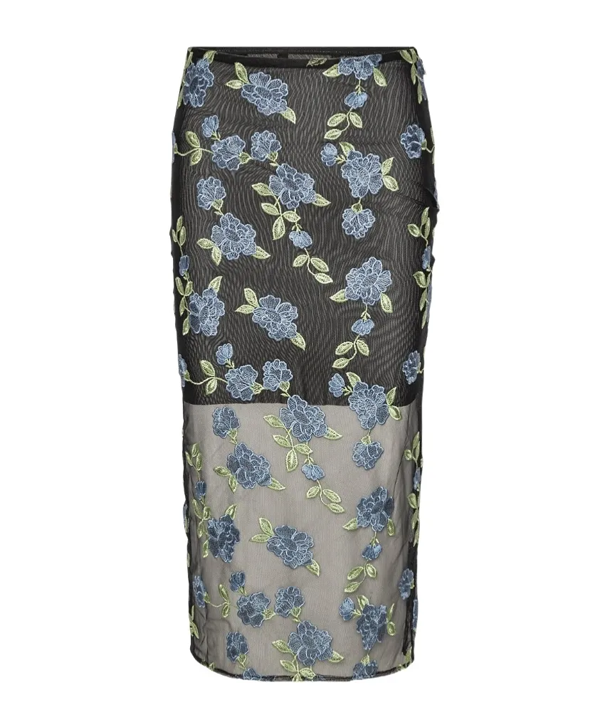 Rotate Floral Printed Mesh Pencil Skirt