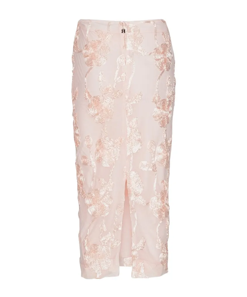 Rotate Flower Mesh Pencil Skirt