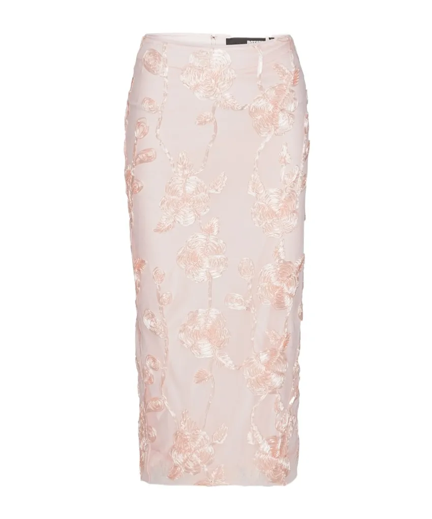 Rotate Flower Mesh Pencil Skirt