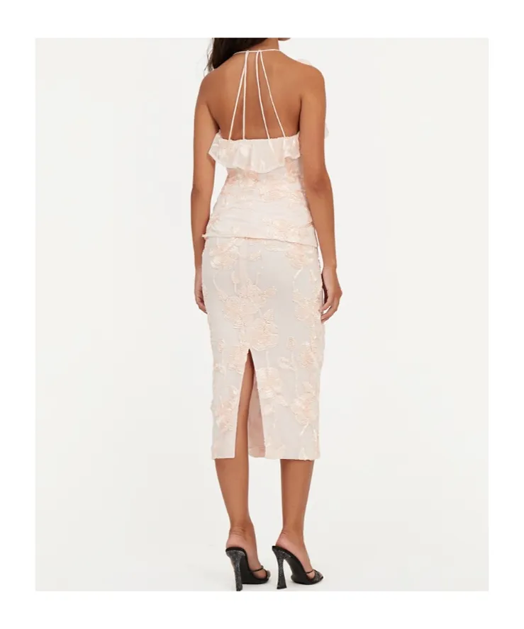 Rotate Flower Mesh Pencil Skirt
