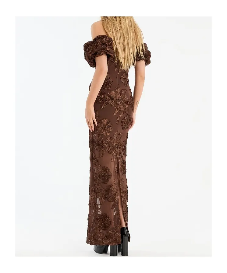 Rotate Flower Mesh Maxi Dress