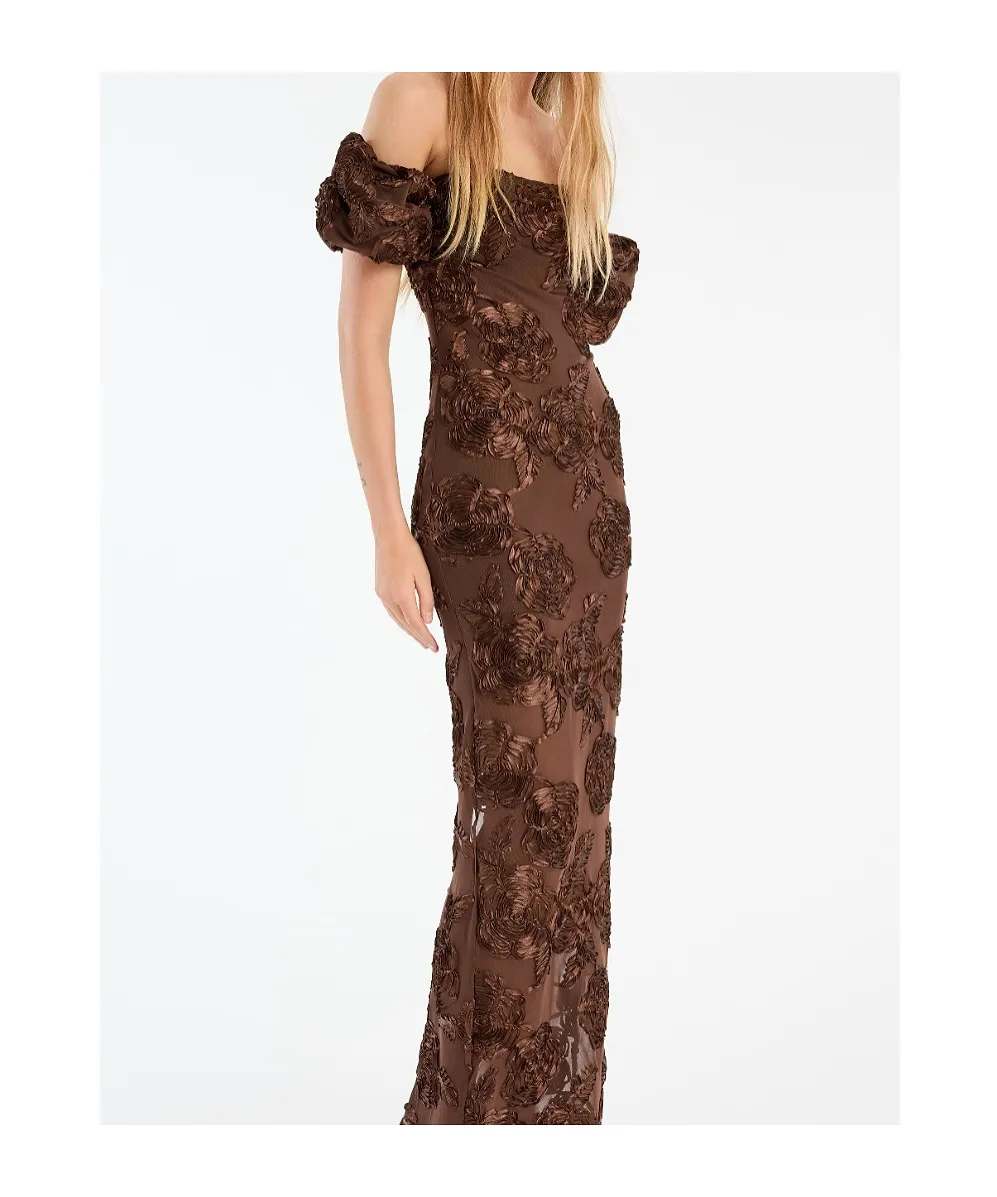 Rotate Flower Mesh Maxi Dress