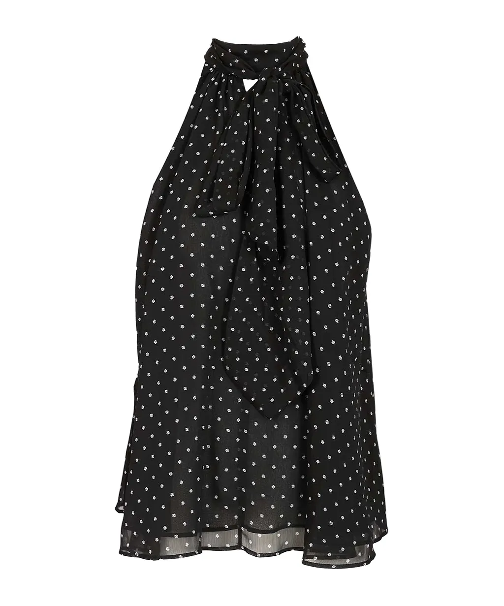Rotate Halterneck Patterned Bow Top
