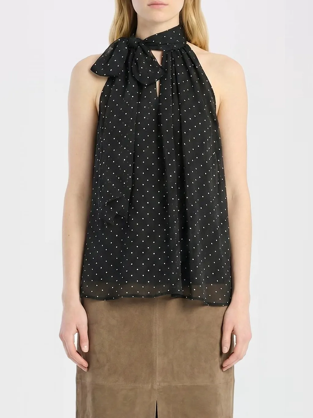 Rotate Halterneck Patterned Bow Top