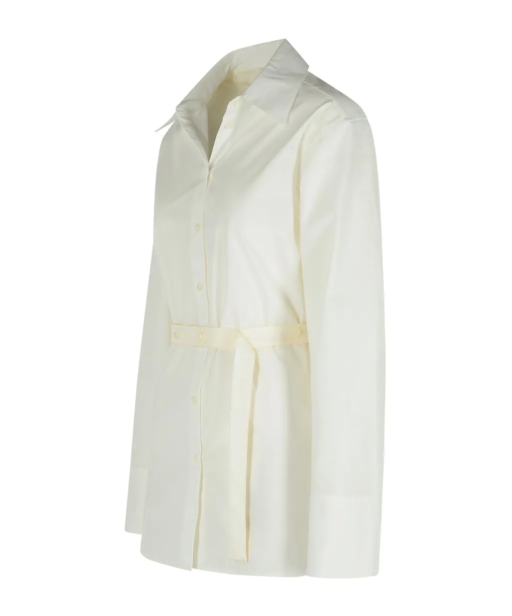 Silk-Insert Belted Vest-Shirt