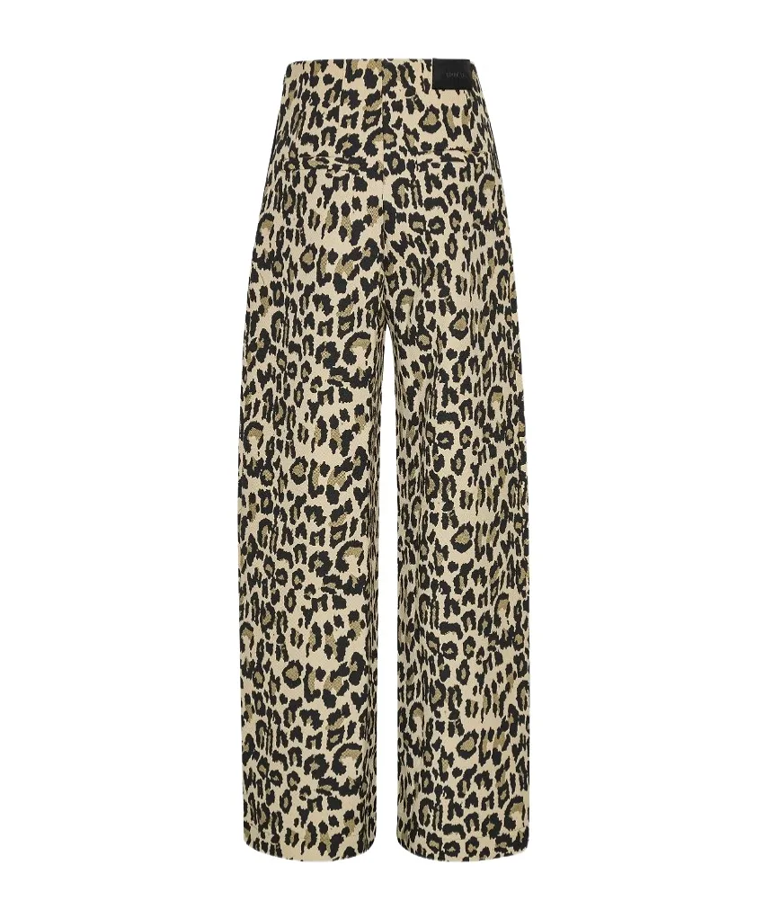 Rotate Leopard Printed Wide Leg Jeans