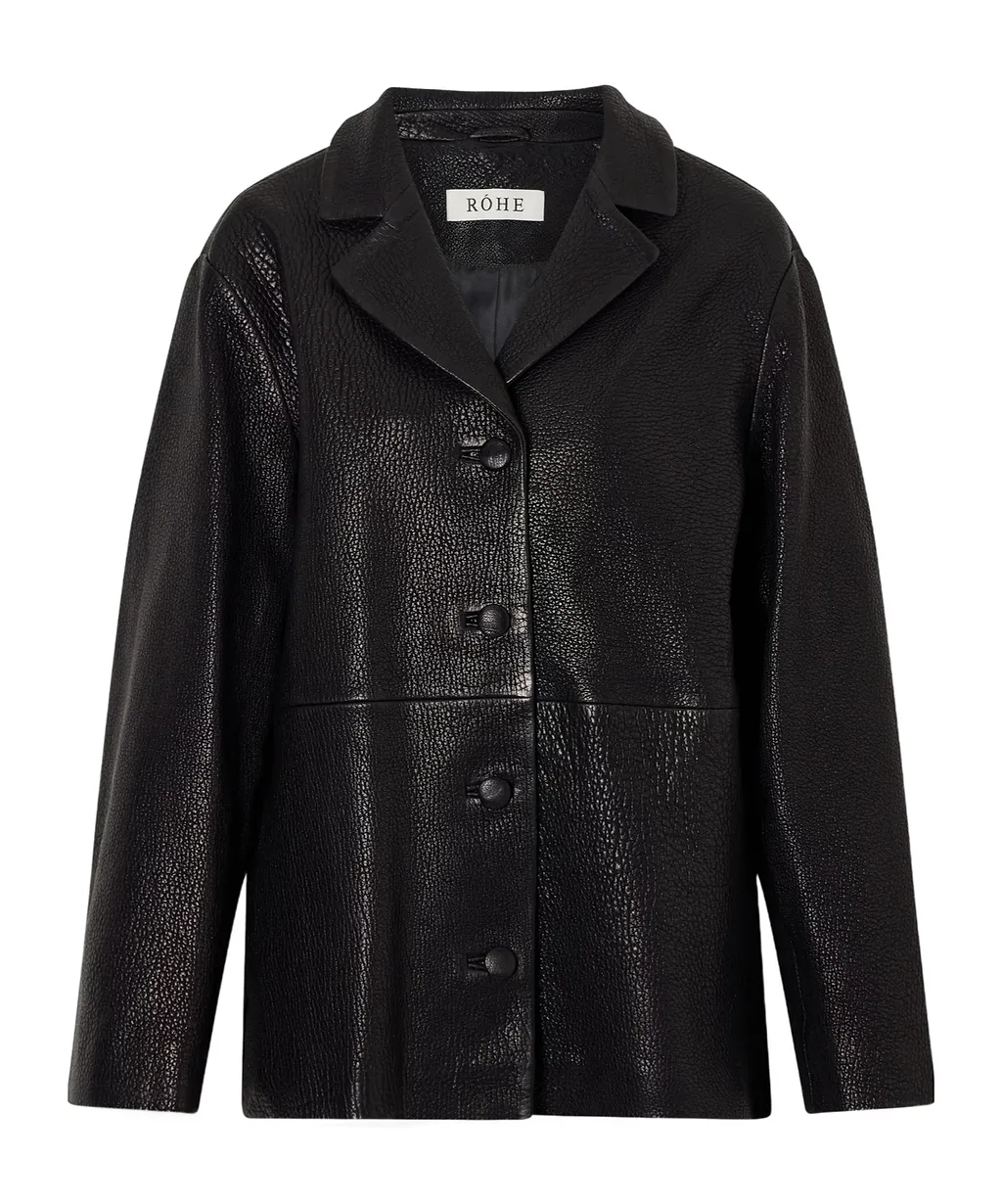 Single-Breasted Grained-Leather Jacket