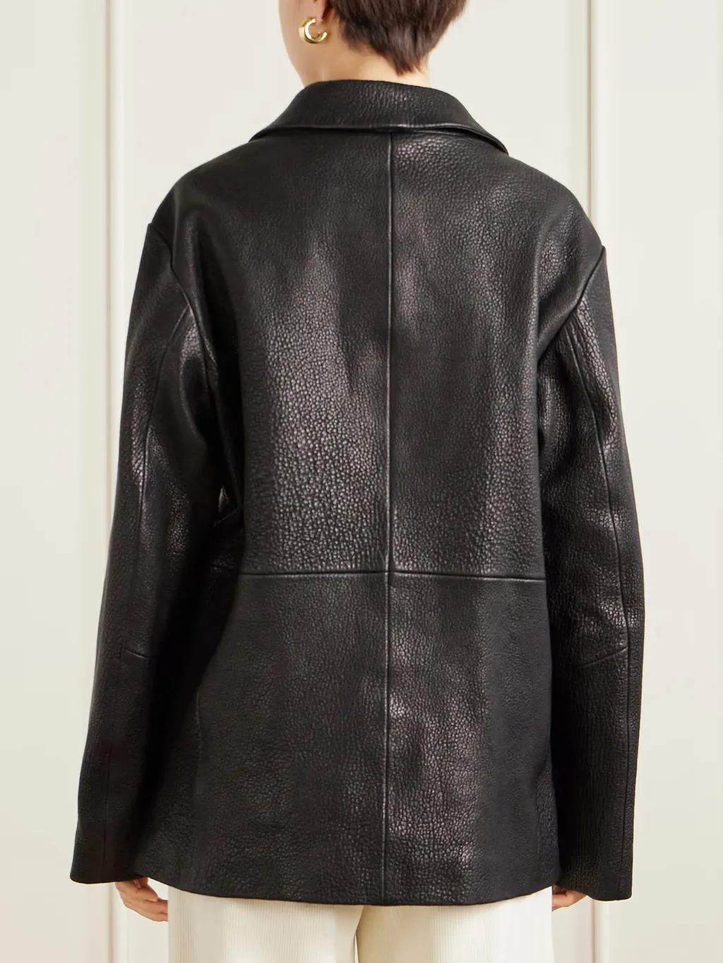 Single-Breasted Grained-Leather Jacket