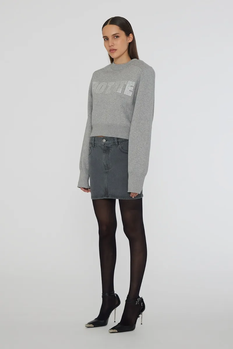 Rotate Logo Patch Denim Mini Skirt