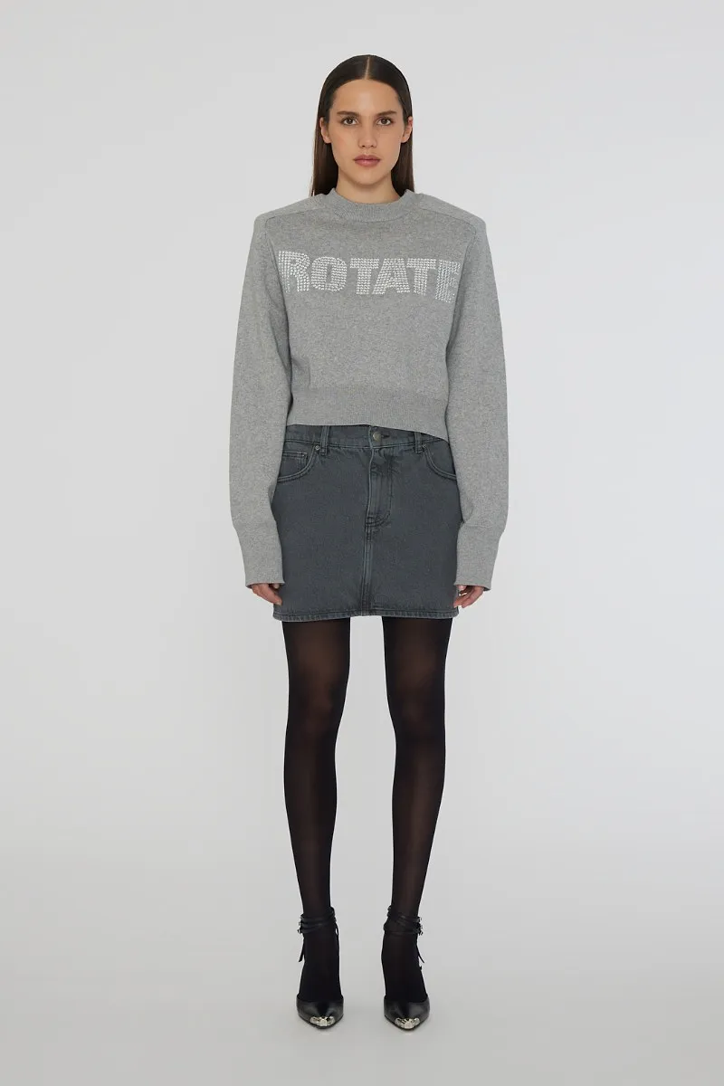 Rotate Logo Patch Denim Mini Skirt