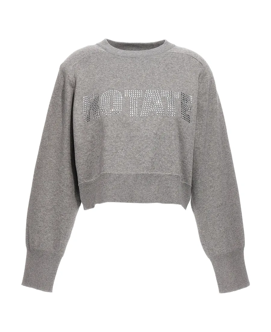 Rotate Logo Embellished Knitted Cropped Jumper