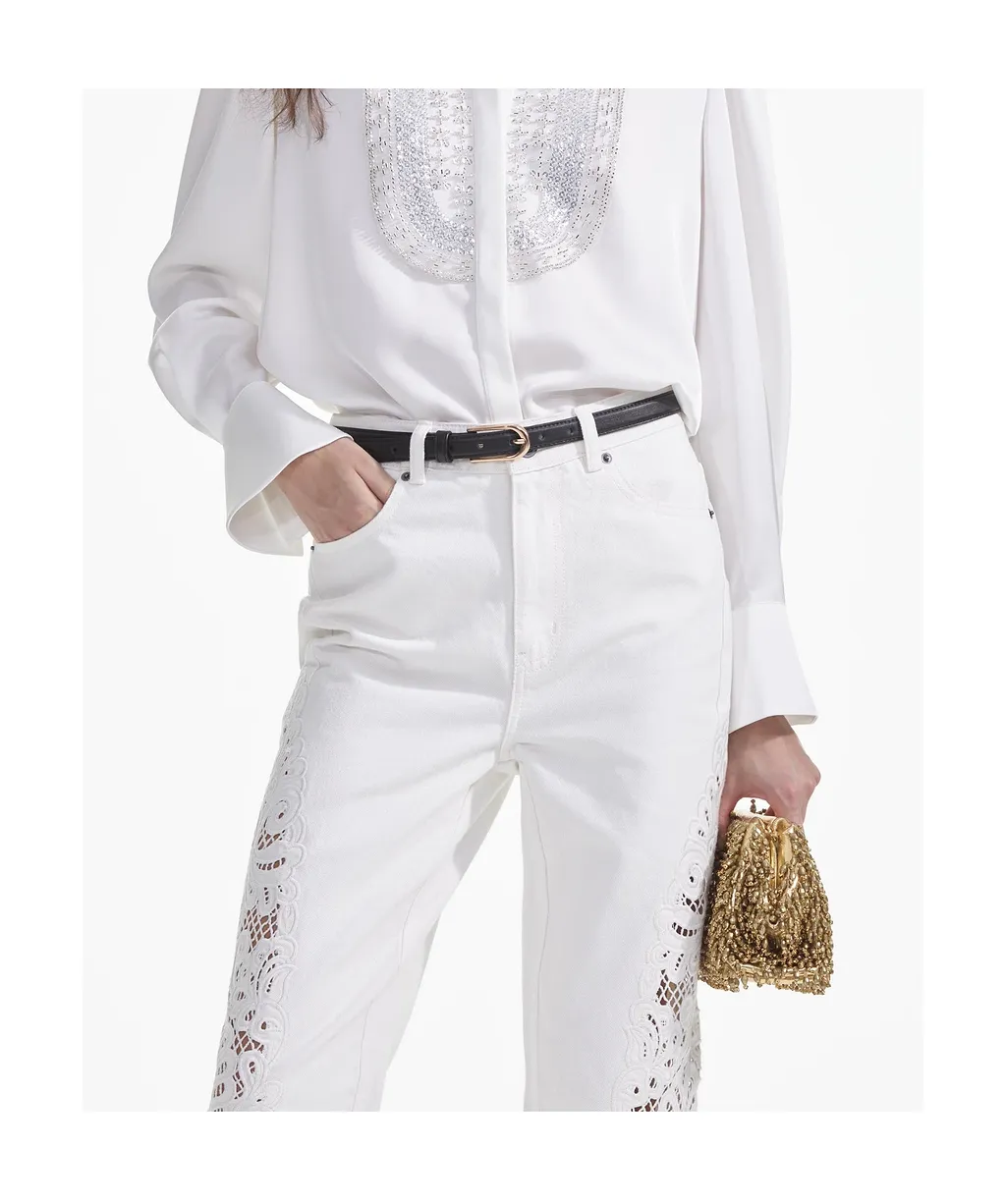 Cut-Out Straight-Leg Jeans