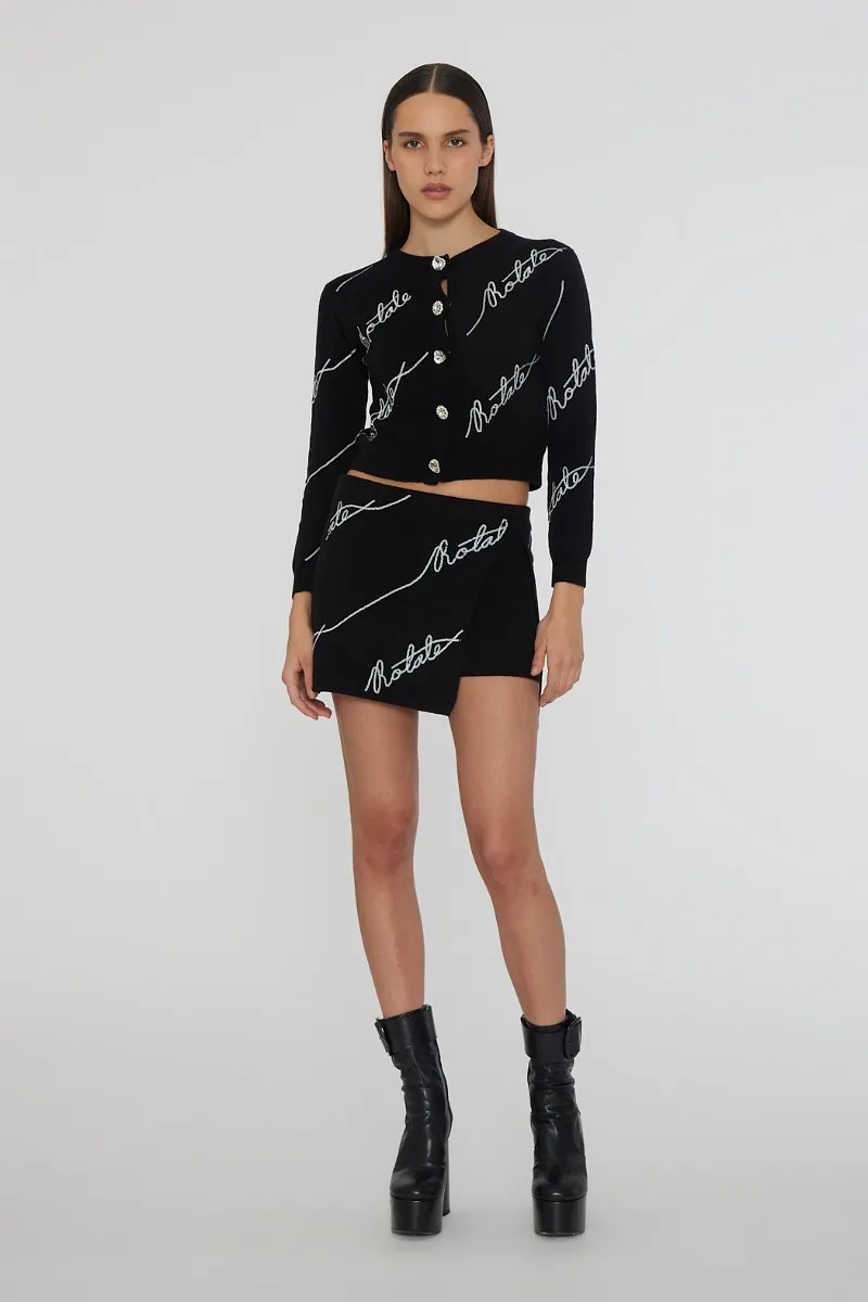 Rotate Logo Sequined Mini Skirt