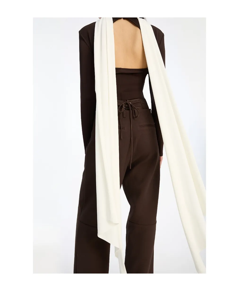 Rotate Long-Sleeved Scarf Top