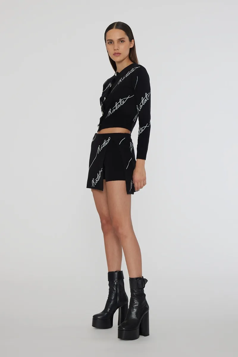Rotate Logo Sequined Mini Skirt