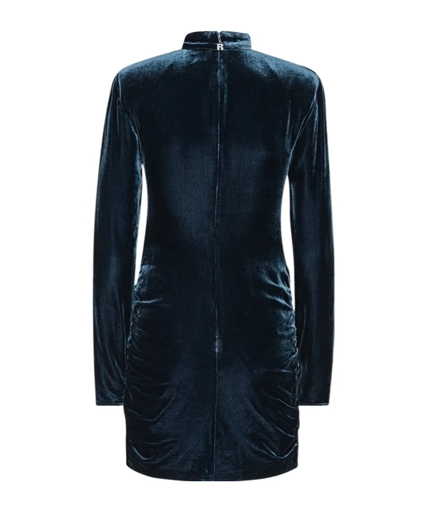Rotate Long-Sleeved Velvet Mini Dress