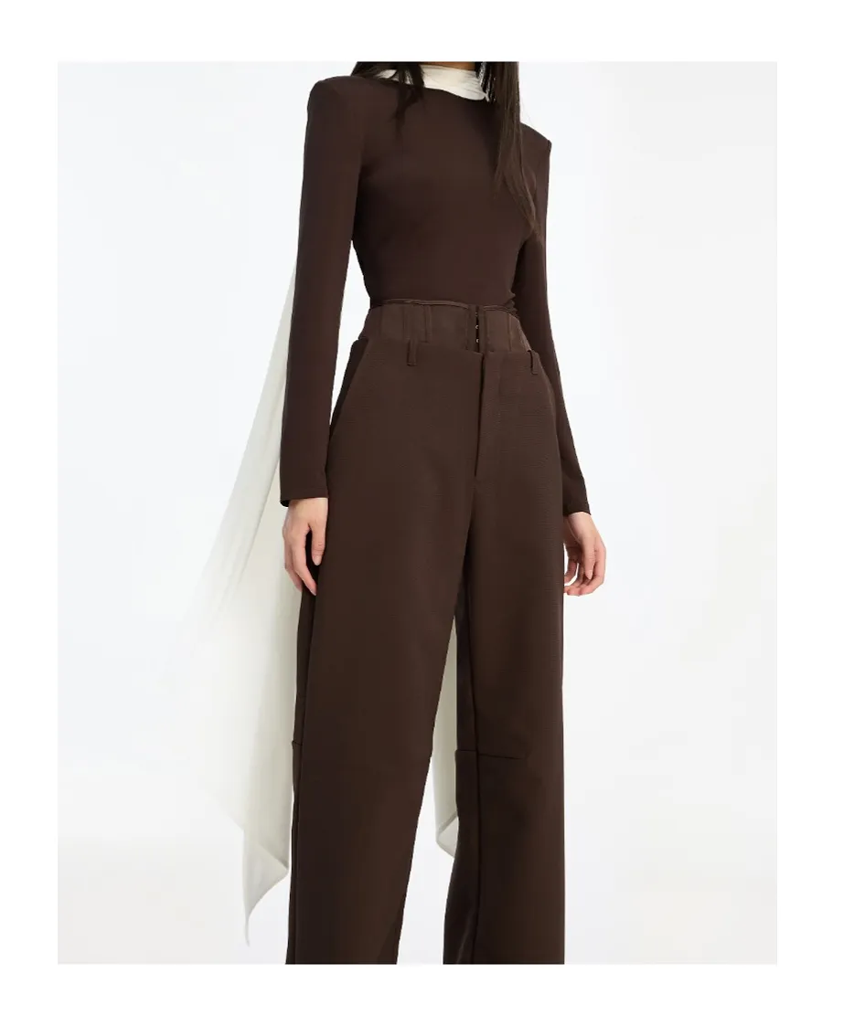 Rotate Long-Sleeved Scarf Top