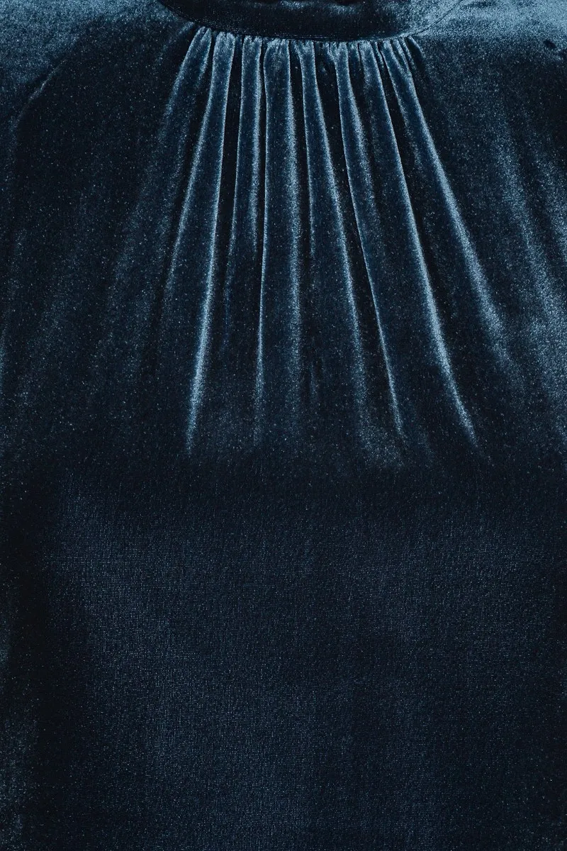 Rotate Long-Sleeved Velvet Mini Dress
