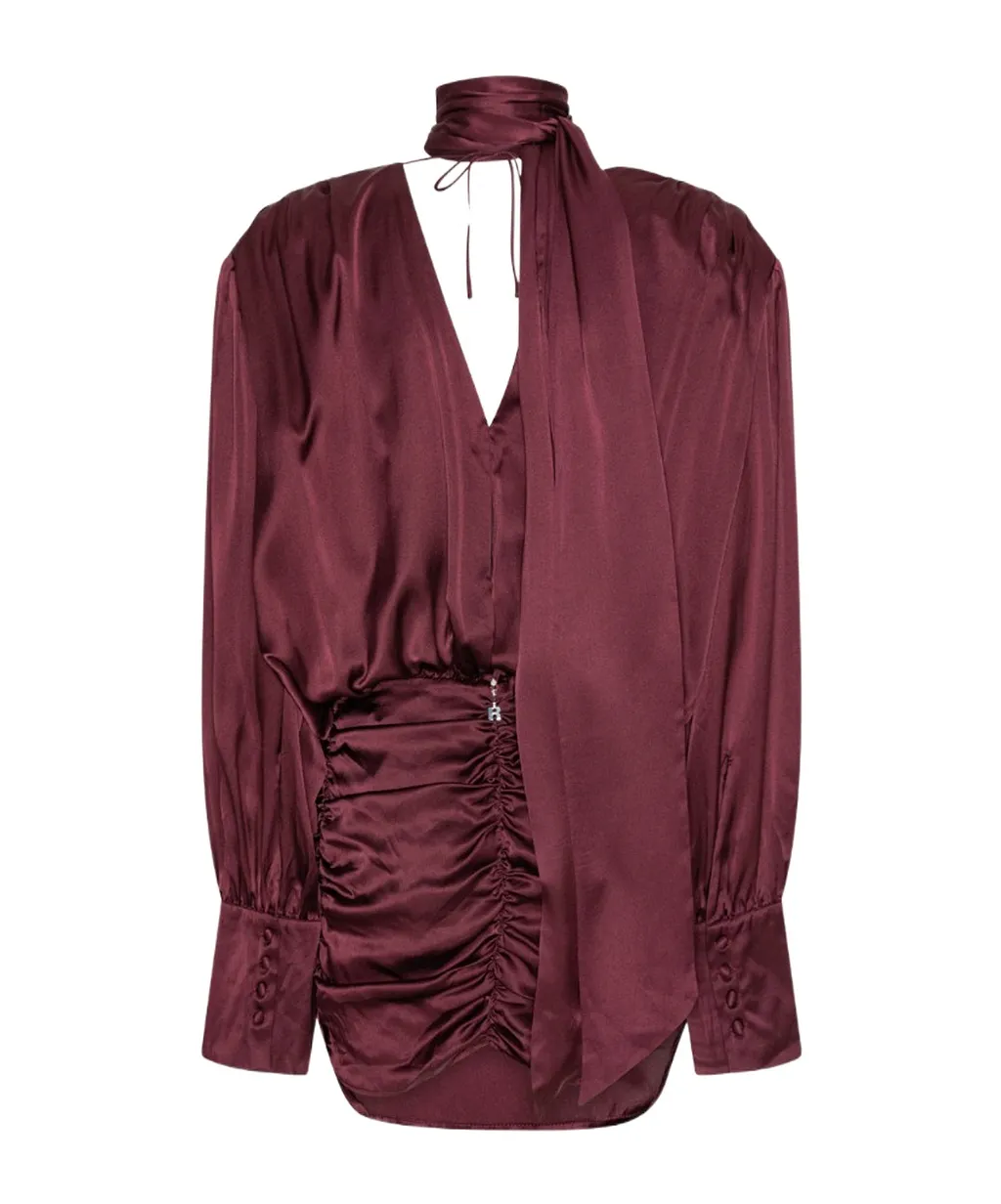 Rotate Long-Sleeved V-Neck Dress