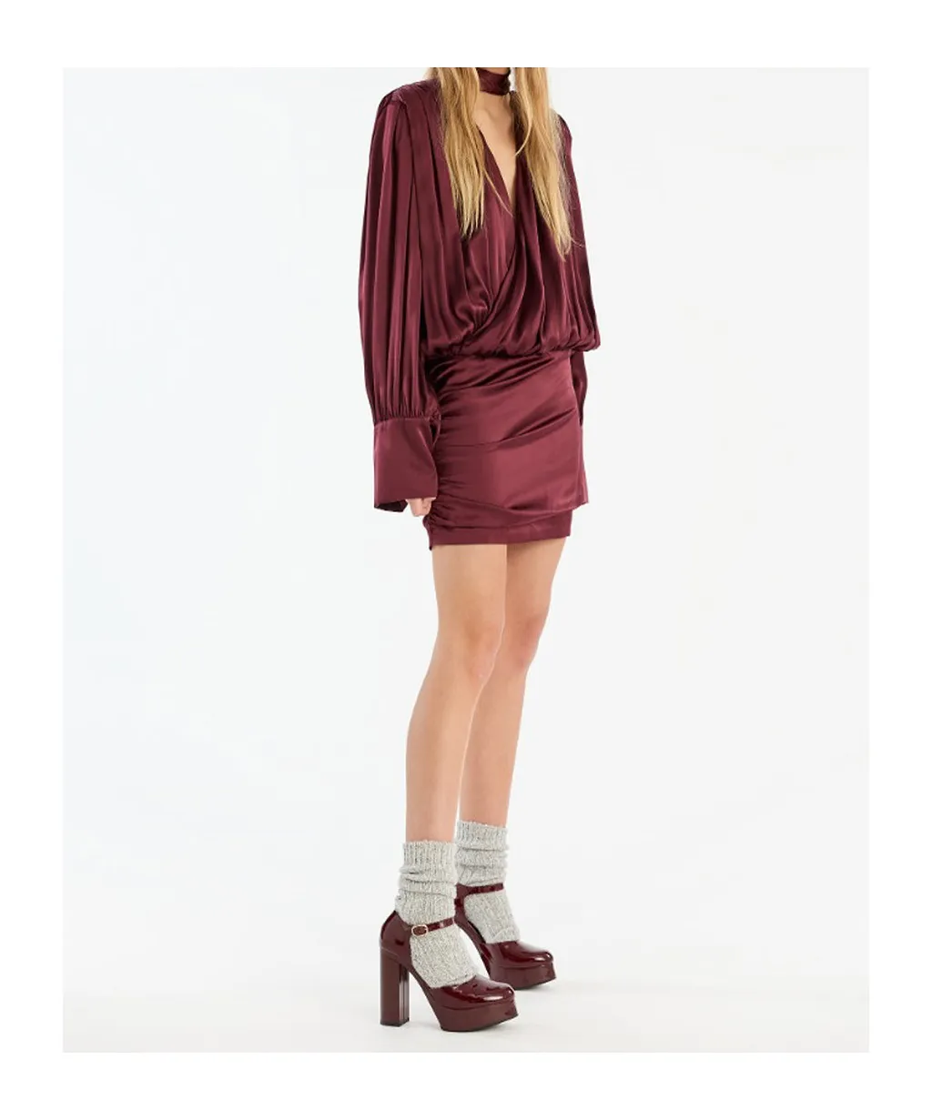 Rotate Long-Sleeved V-Neck Dress