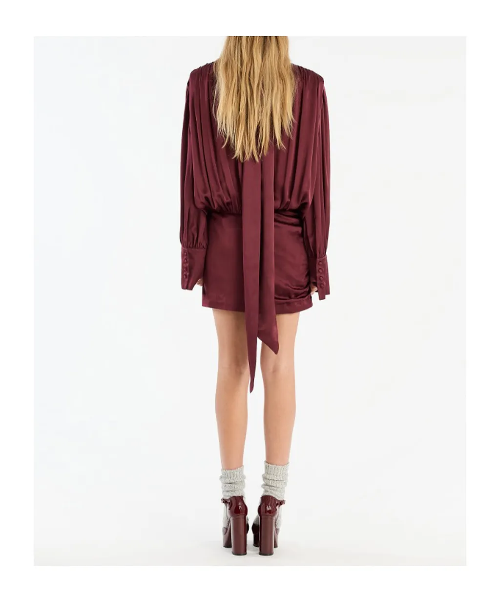 Rotate Long-Sleeved V-Neck Dress