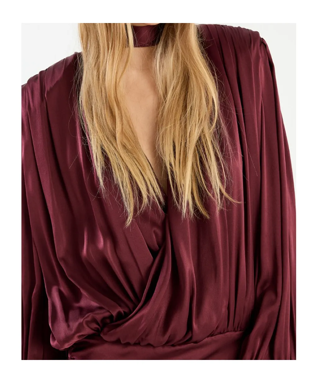 Rotate Long-Sleeved V-Neck Dress