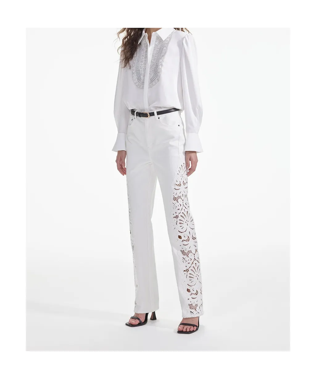 Cut-Out Straight-Leg Jeans