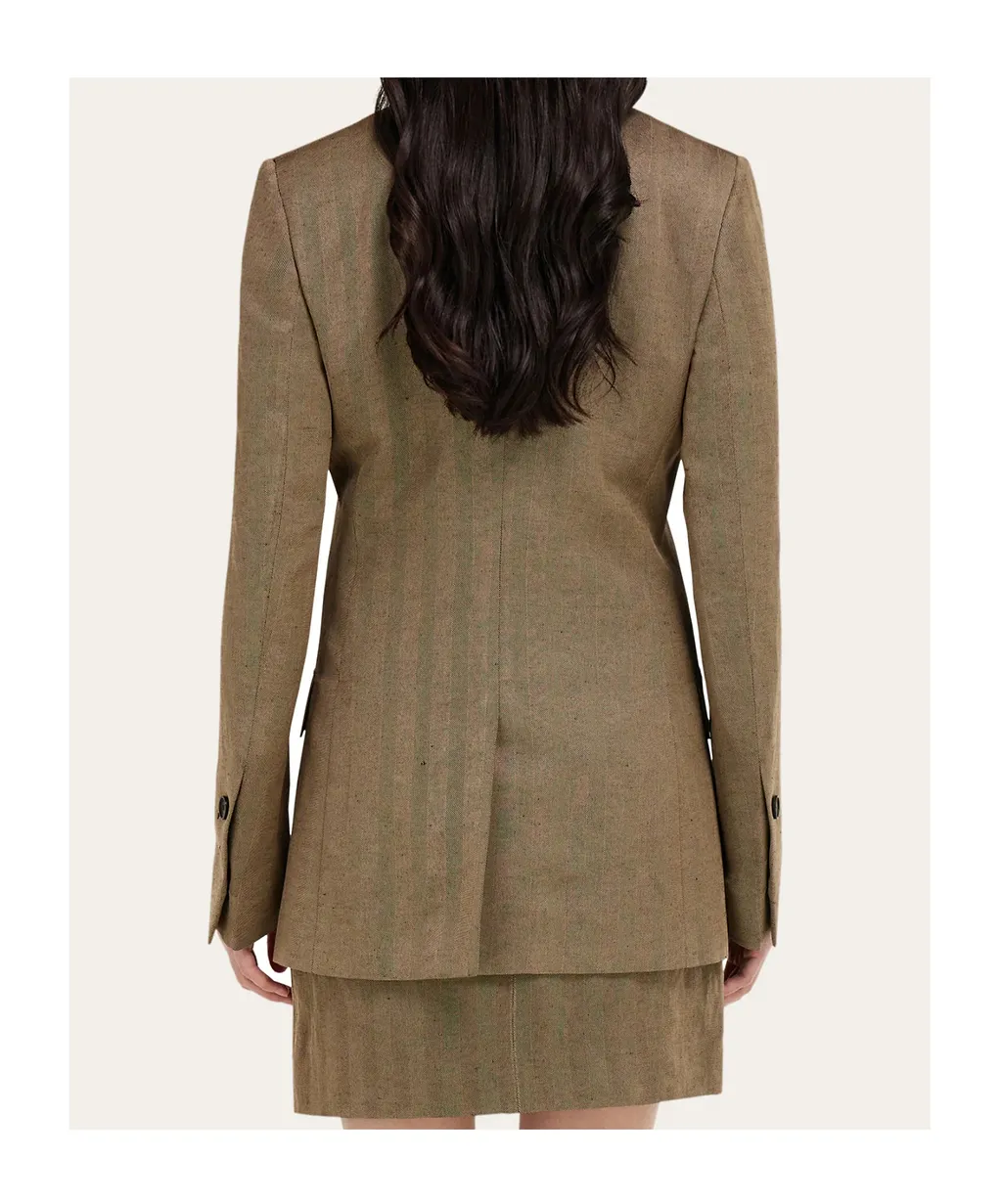 Double Breasted Linen Blend Blazer