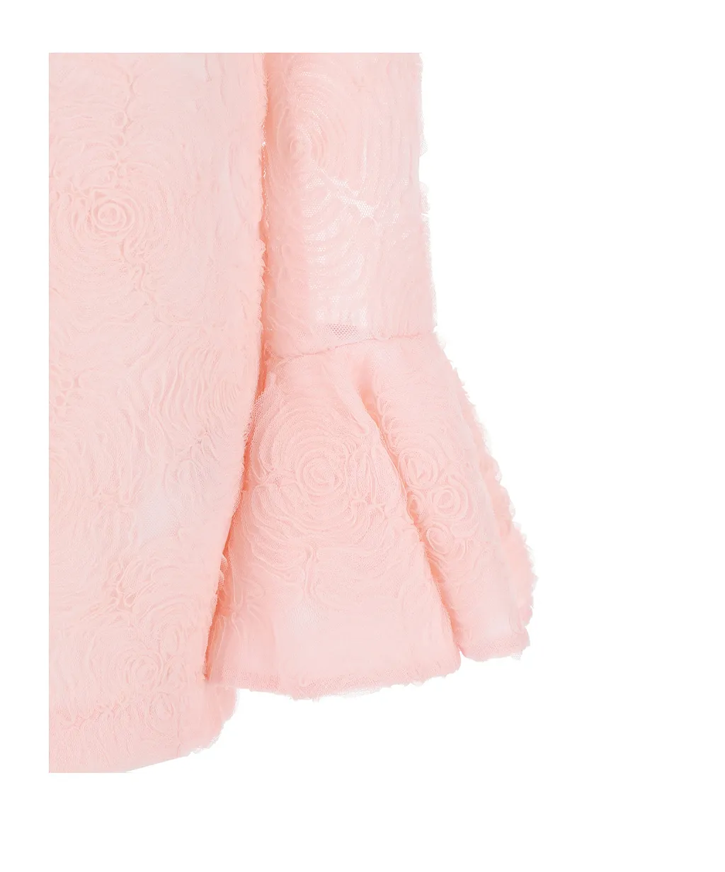 Rotate Mesh Frill Crewneck Mini Dress