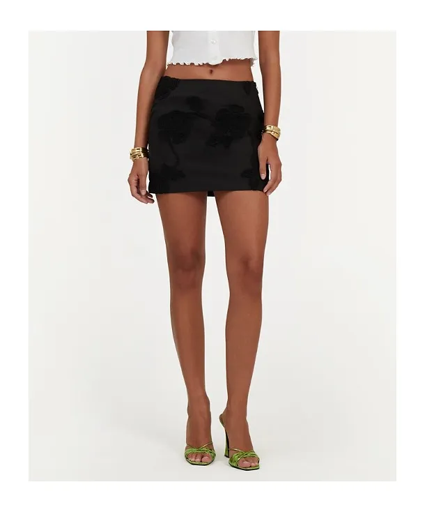 Rotate Mini Skirt With 3D Floral Accents