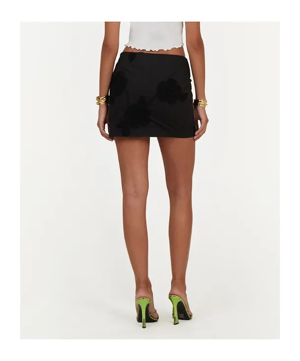 Rotate Mini Skirt With 3D Floral Accents