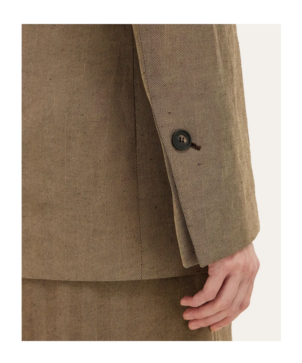 Double Breasted Linen Blend Blazer