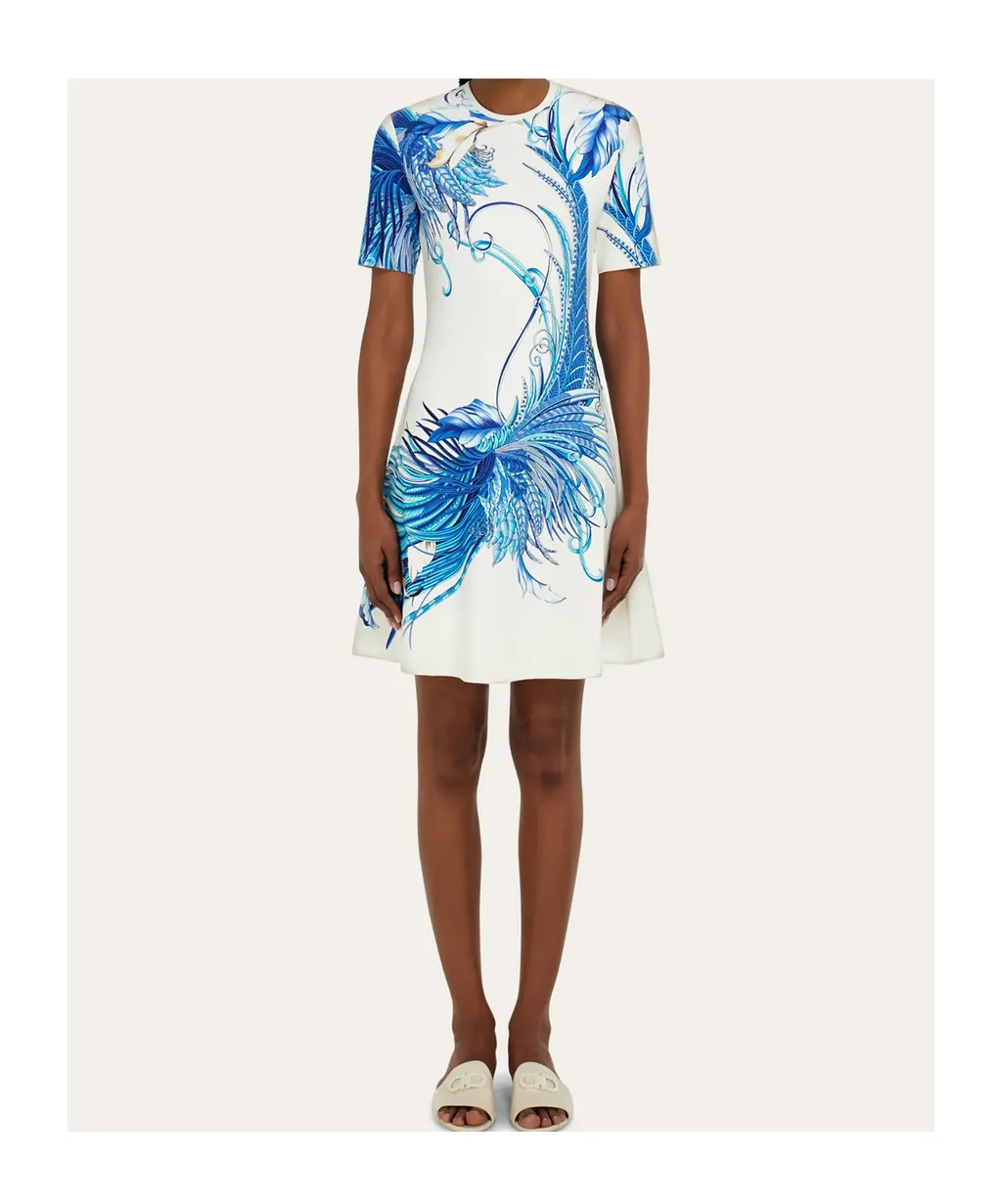 Dress With Feather Print