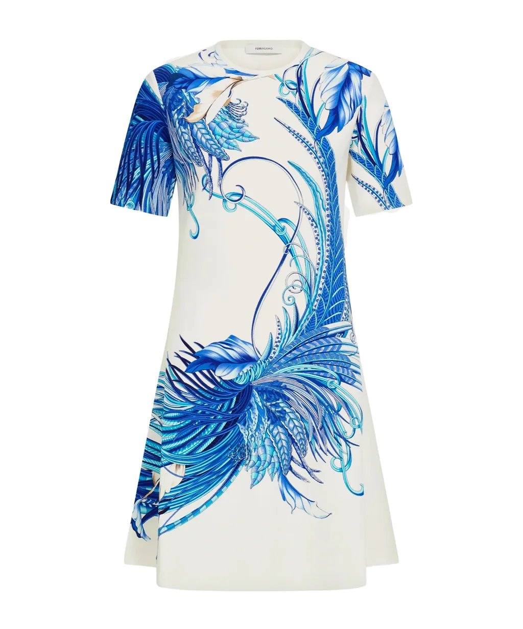 Dress With Feather Print