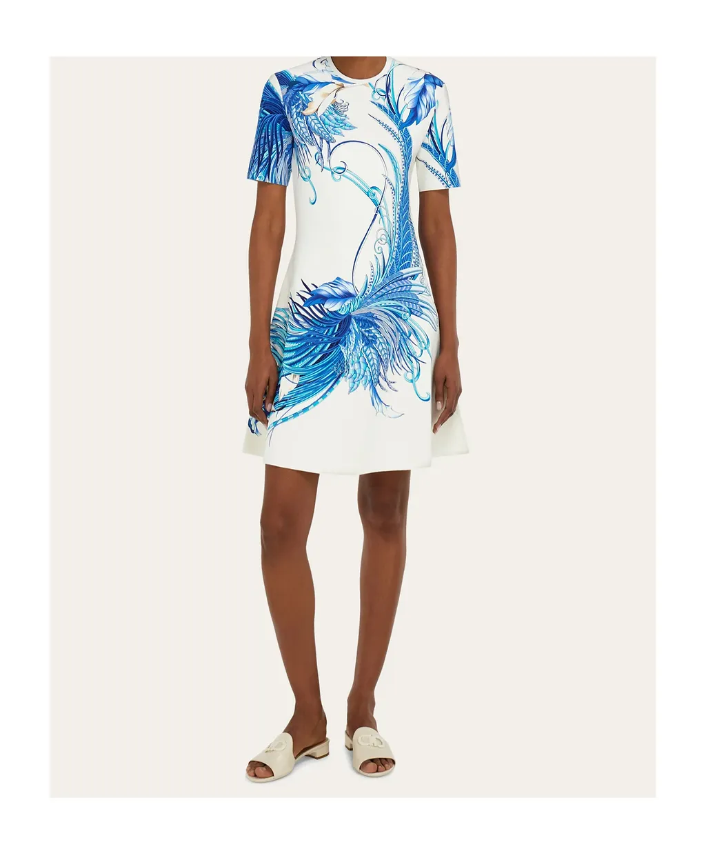 Dress With Feather Print